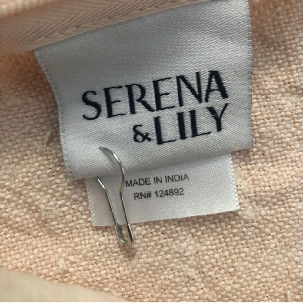 Serena and Lily Coral Peach Linen Embroidered Accent Pillow Cases set of 2 NWOT